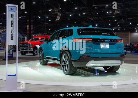 Chicago, IL, USA – 8. Februar 2024: Honda Prolog auf der Chicago Auto Show 2024. Stockfoto