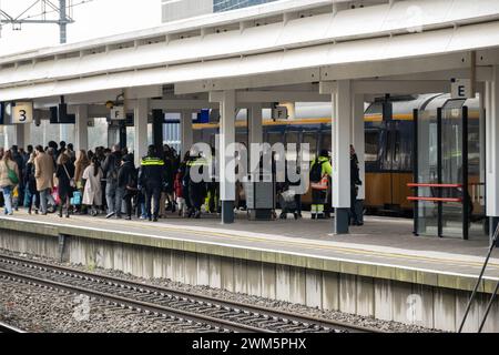 Amsterdam, Niederlande. 24. Februar 2024.incident auf dem Gleis am Bahnhof Amsterdam Zuid mit einer Person auf den Gleisen. Kombinierte EMS Aktivität Credit: Freelance Source/Alamy Live News Stockfoto