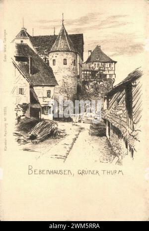 Bebenhausen. Grüner Turm. Radier (AK 15002 Gebr. Metz). Stockfoto