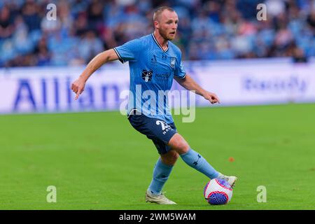 Sydney, Australien. Februar 2024. Rhyan Grant vom Sydney FC kontrolliert den Ball während des A-League Men Rd18-Spiels zwischen Sydney FC und Melbourne City am 24. Februar 2024 im Alliance Stadium in Sydney, Australien Credit: IOIO IMAGES/Alamy Live News Stockfoto