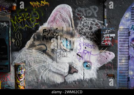 Katzengemälde an der Wand der Leake Street in London Stockfoto