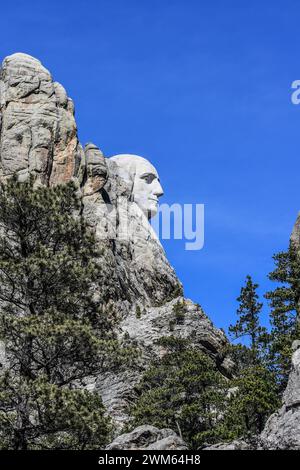 Profil von George Washington am Mount Rushmore Stockfoto