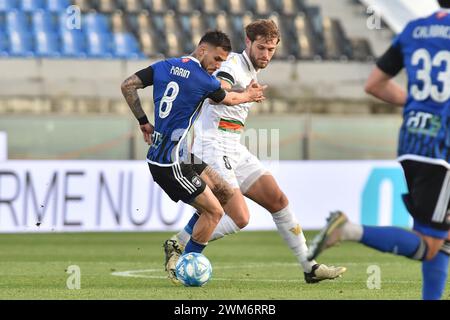 Pisa, Italien. Februar 2024. Marius Marin (Pisa) Francis Tanner Tessmann (Venezia) während des Spiels Pisa SC vs Venezia FC, italienischer Fußball Serie B in Pisa, Italien, 24. Februar 2024 Credit: Independent Photo Agency/Alamy Live News Stockfoto
