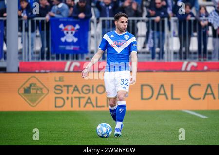 Brescia, Italien. Februar 2024. Andrea Papetti (Brescia Calcio) während des Spiels Brescia Calcio vs AC Reggiana, italienischer Fußball Serie B in Brescia, Italien, 24. Februar 2024 Credit: Independent Photo Agency/Alamy Live News Stockfoto