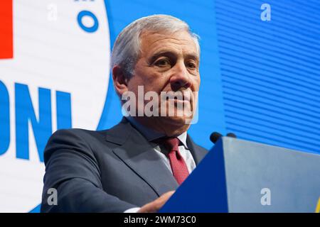 Rom, Italien. Februar 2024. Palazzo dei Congressi, Rom, Italien, 24. Februar 2024, Antonio Tajani, Forza Italia während Antonio Tajani wird zum Sekretär der Forza Italia Partei gewählt - News Credit: Live Media Publishing Group/Alamy Live News Stockfoto