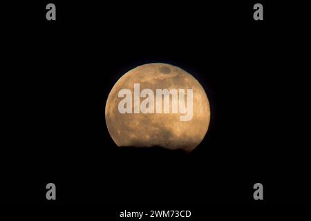 Full Cold Moon der Full Cold Moon erhebt sich über Ackerland im ländlichen Essex Essex Chadwell St Mary UK Copyright: XMartinxDaltonx Full Cold Moon 24-224 MD 0009 Stockfoto