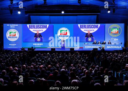 Roma, Italien. Februar 2024. Foto Roberto Monaldo/LaPresse 24-02-2024 Roma Politica Congresso nazionale di Forza Italia Nella foto Antonio Tajani 24-02-2024 Rom (Italien) Politik Forza Italia Nationalkongress im Bild Antonio Tajani Credit: LaPresse/Alamy Live News Stockfoto