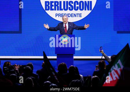 Roma, Italien. Februar 2024. Foto Roberto Monaldo/LaPresse 24-02-2024 Roma Politica Congresso nazionale di Forza Italia Nella foto Antonio Tajani 24-02-2024 Rom (Italien) Politik Forza Italia Nationalkongress im Bild Antonio Tajani Credit: LaPresse/Alamy Live News Stockfoto