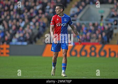 London, Großbritannien. Februar 2024. London, 24. Februar 2024: Daniel Munoz von Crystal Palace während des Premier League-Spiels zwischen Crystal Palace und Burnley im Selhurst Park am 24. Februar 2024 in London. (Pedro Soares/SPP) Credit: SPP Sport Press Photo. /Alamy Live News Stockfoto