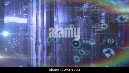Bild der Datenverarbeitung über dem Serverraum Stockfoto