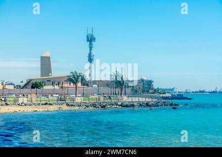 Al-Hamra Corniche Blick auf die Lagune am Meer, Dschidda, Saudi-Arabien Stockfoto