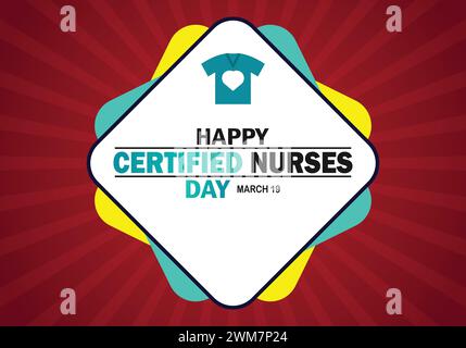 Happy Certified Nurses Day. März. Urlaubskonzept. Vorlage für Hintergrund, Banner, Karte, Poster mit Textbeschriftung Stock Vektor