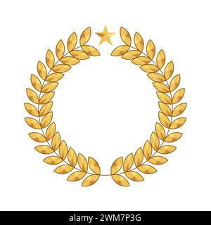 Gold Lorbeerkranz Award Logo Vektor Illustration. Laurel-Symbol auf weißem Hintergrund. Vektorgrafik. Set aus Blätterkranz für das Filmfestival. Stock Vektor