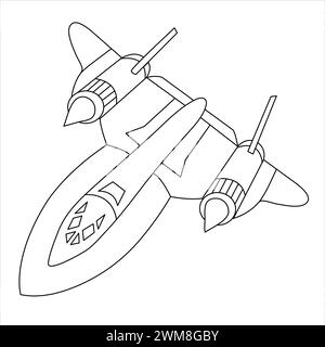 Militärflugzeug Lockheed SR-71 Blackbird Malbuch für Erwachsene und Kinder. Cartoon Flugzeug isoliert auf weißem Hintergrund. Jagdflugzeug Zeichnen Stock Vektor