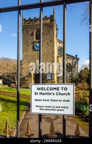 Die Pfarrkirche St. Martins im Derbyshire Peak District Dorf Stoney Middleton Stockfoto