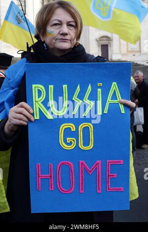 24. Februar 2024: Zweiter Jahrestag der russischen Invasion der Ukraine in Rom. Rom, Italien © EvandroInetti Via ZUMA Wire (Kreditbild: © Evandro Inetti/ZUMA Press Wire) NUR REDAKTIONELLE VERWENDUNG! Nicht für kommerzielle ZWECKE! Stockfoto