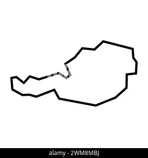 Die dicke schwarze Umrisssilhouette des Landes Österreich. Vereinfachte Karte. Vektorsymbol auf weißem Hintergrund isoliert. Stock Vektor