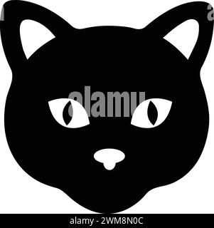 Cat Head Symbol. Niedlicher Maul Einer schwarzen Katze Silhouette. Flaches Cat-Logo. Wunderschönes Kitty-Gesicht. Cartoon-Kätzchen-Tattoo Stock Vektor