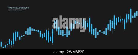 Eine Karte mit Kerzenleuchtern auf schwarzem Hintergrund. Dokumentationstools für Händler. Stock Vektor