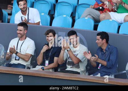 Rio de Janeiro, Brasilien. Februar 2024. Der spanische Tennisspieler Carlos Alcaraz beobachtet das Spiel zwischen Francisco Cerundolo aus Argentinien und Sebastian Baez aus Argentinien am 8. Tag der ATP 500 Rio Open, präsentiert von Claro im Jockey Club Brasileiro am 24. Februar 2024 in Rio de Janeiro, Brasilien. Foto: Daniel Castelo Branco/DiaEsportivo/Alamy Live News Credit: DiaEsportivo/Alamy Live News Stockfoto