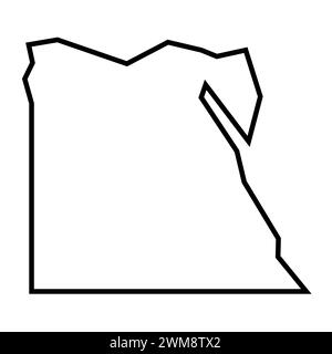 Ägyptisches Land dicke schwarze Umrisssilhouette. Vereinfachte Karte. Vektorsymbol auf weißem Hintergrund isoliert. Stock Vektor