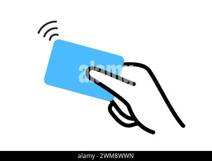 Kontaktloses NFC-Funkschild-Logo. NFC-Zahlungsvektorkonzept mit Kreditkarte Stock Vektor