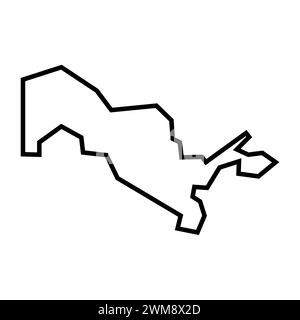 Usbekistan Land dicke schwarze Umrisssilhouette. Vereinfachte Karte. Vektorsymbol auf weißem Hintergrund isoliert. Stock Vektor