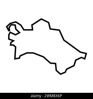 Turkmenistan Land dicke schwarze Umrisssilhouette. Vereinfachte Karte. Vektorsymbol auf weißem Hintergrund isoliert. Stock Vektor