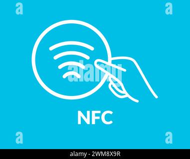 Kontaktloses NFC-Funkschild-Logo. NFC-Zahlungsvektorkonzept mit Kreditkarte Stock Vektor