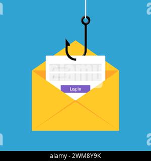 Daten-Phishing-Hacking online. Scam-Hüllkurven-Konzept. Computer Data Fishing Hack crime Stock Vektor