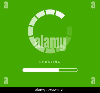Aktualisierung oder Aktualisierung der Systemsoftware. Web-Bildschirm für das Symbol für das Laden von Anwendungen. Vektor-Computertechnologie Stock Vektor