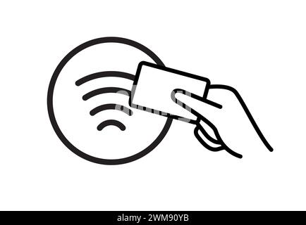 Kontaktloses NFC-Funkschild-Logo. NFC-Zahlungsvektorkonzept mit Kreditkarte Stock Vektor