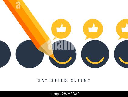 Business-Symbol für zufriedene Kunden. Feedback des Kunden positive Zeichen Smile Symbol Konzept Illustration Stock Vektor