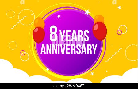 8. Jahrestag glücklicher Geburtstag erste Einladung Feier Party Card Event. Ballons zum 8. Jahrestag Stock Vektor