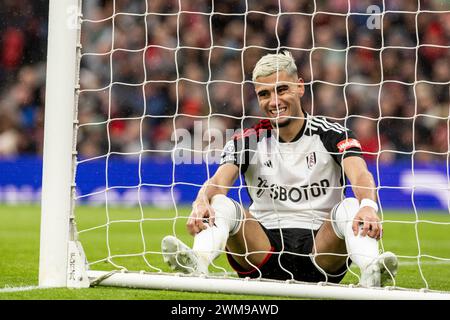 Manchester, Großbritannien. Februar 2024. Manchester, England, 24. Februar 2024 Andreas Pereira während des Premier League-Fußballspiels zwischen Manchester United und Fulham FC im Old Trafford in Manchester, England. (Richard Callis/SPP) Credit: SPP Sport Press Photo. /Alamy Live News Stockfoto