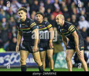 Nathan Cleary von Penrith Panthers, während des World Club Challenge Matches Wigan Warriors gegen Penrith Panthers 2024 im DW Stadium, Wigan, Großbritannien, 24. Februar 2024 (Foto: Cody Froggatt/News Images) Stockfoto