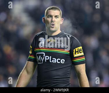 Wigan, Großbritannien. Februar 2024. Matthew Eisenhuth von Penrith Panthers, während des World Club Challenge Matches Wigan Warriors gegen Penrith Panthers 2024 im DW Stadium, Wigan, Großbritannien, 24. Februar 2024 (Foto: Cody Froggatt/News Images) in Wigan, Großbritannien am 24. Februar 2024. (Foto: Cody Froggatt/News Images/SIPA USA) Credit: SIPA USA/Alamy Live News Stockfoto