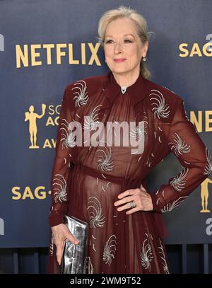 Los Angeles, USA. Februar 2024. Los Angeles, Usa. Februar 2024. Meryl Streep nimmt am Samstag, den 24. Februar 2023, an den 30. Jährlichen sag Awards im Shrine Auditorium and Expo Hall in Los Angeles, Kalifornien, Teil. Foto: Chris Chew/UPI Credit: UPI/Alamy Live News Credit: UPI/Alamy Live News Stockfoto