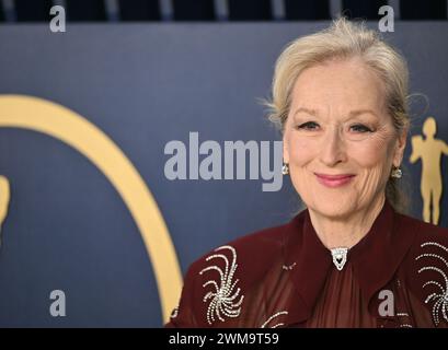 Los Angeles, USA. Februar 2024. Los Angeles, Usa. Februar 2024. Meryl Streep nimmt am Samstag, den 24. Februar 2023, an den 30. Jährlichen sag Awards im Shrine Auditorium and Expo Hall in Los Angeles, Kalifornien, Teil. Foto: Chris Chew/UPI Credit: UPI/Alamy Live News Credit: UPI/Alamy Live News Stockfoto