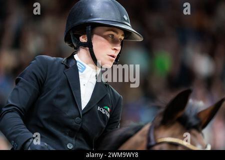 Skandinavium, Schweden. Februar 2024. Irma Karlsson von Schweden mit Chacconu während der CSI5*-W Göteborg Trophy präsentiert von Guldfynd auf der Göteborg Horse Show am 24. Februar 2024, Skandinavium, Schweden (Foto von Maxime David - MXIMD Pictures) Credit: MXIMD Pictures/Alamy Live News Stockfoto