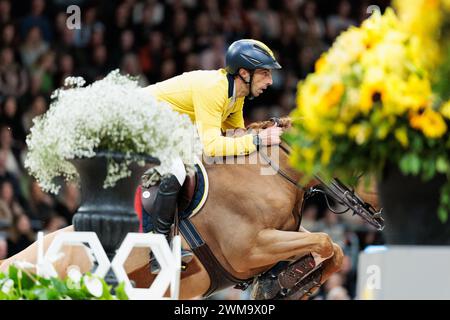 Skandinavium, Schweden. Februar 2024. Yuri Mansur von Brasilien mit Vitiki während der CSI5*-W Göteborg Trophy präsentiert von Guldfynd auf der Göteborg Horse Show am 24. Februar 2024, Skandinavium, Schweden (Foto von Maxime David - MXIMD Pictures) Credit: MXIMD Pictures/Alamy Live News Stockfoto