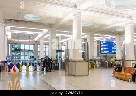 Eintritt zum Bahnhof Britomart, Queen Street, Auckland CBD, Neuseeland Stockfoto