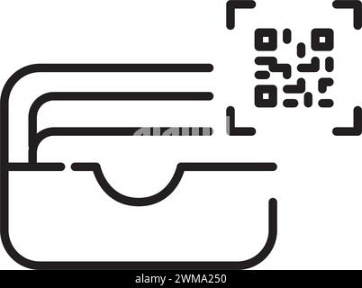 Kartenmappe und qr-Code. Elektronisches Zahlungssystem. Symbol für Pixelperfekte, bearbeitbare Kontur Stock Vektor