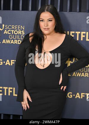 Los Angeles, USA. Februar 2024. Los Angeles, Usa. Februar 2024. Janae Collins nimmt am Samstag, den 24. Februar 2023, an den 30. Jährlichen sag Awards im Shrine Auditorium and Expo Hall in Los Angeles, Kalifornien, Teil. Foto: Chris Chew/UPI Credit: UPI/Alamy Live News Credit: UPI/Alamy Live News Stockfoto
