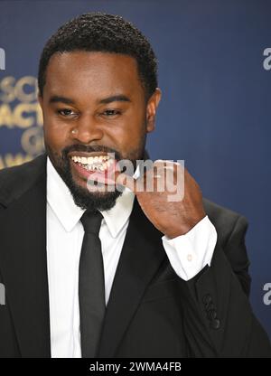 Los Angeles, USA. Februar 2024. Los Angeles, Usa. Februar 2024. Tobie Windham nimmt am Samstag, den 24. Februar 2023, an den 30. Jährlichen sag Awards im Shrine Auditorium and Expo Hall in Los Angeles, Kalifornien, Teil. Foto: Chris Chew/UPI Credit: UPI/Alamy Live News Credit: UPI/Alamy Live News Stockfoto