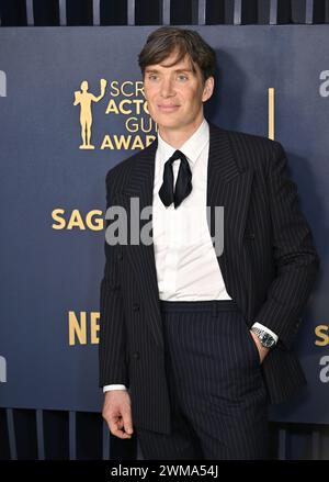 Los Angeles, USA. Februar 2024. Los Angeles, Usa. Februar 2024. Cillian Murphy nimmt am Samstag, den 24. Februar 2023, an den 30. Jährlichen sag Awards im Shrine Auditorium and Expo Hall in Los Angeles, Kalifornien, Teil. Foto: Chris Chew/UPI Credit: UPI/Alamy Live News Credit: UPI/Alamy Live News Stockfoto