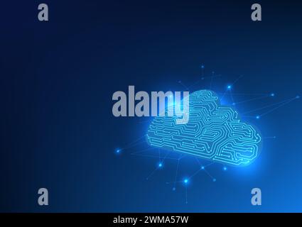 Cloud-Technologie die Cloud speichert Daten lokal und überträgt sie von überall in Echtzeit. Über das Internet-Signal gibt es ein Sicherheitssystem. Wolken in Stock Vektor