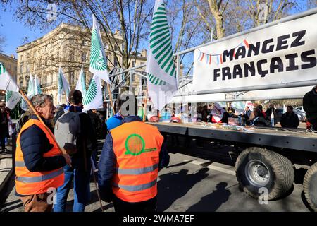 Demonstration von Bauern aus Nouvelle-Aquitaine im Südwesten Frankreichs in Bordeaux, der Hauptstadt der Region, um „Nein zur Liquidation der Franzosen zu sagen Stockfoto