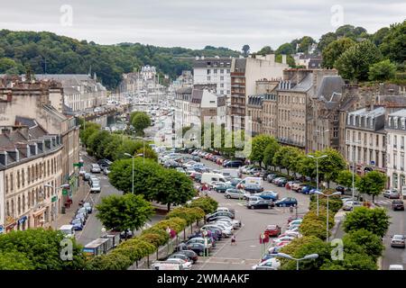 Stadtblick von Morlaix im Norden des Departements Finistere, Bretagne, Frankreich Stockfoto