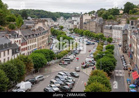 Stadtblick von Morlaix im Norden des Departements Finistere, Bretagne, Frankreich Stockfoto
